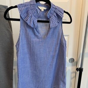Blue and white Adiva sleeveless blouse